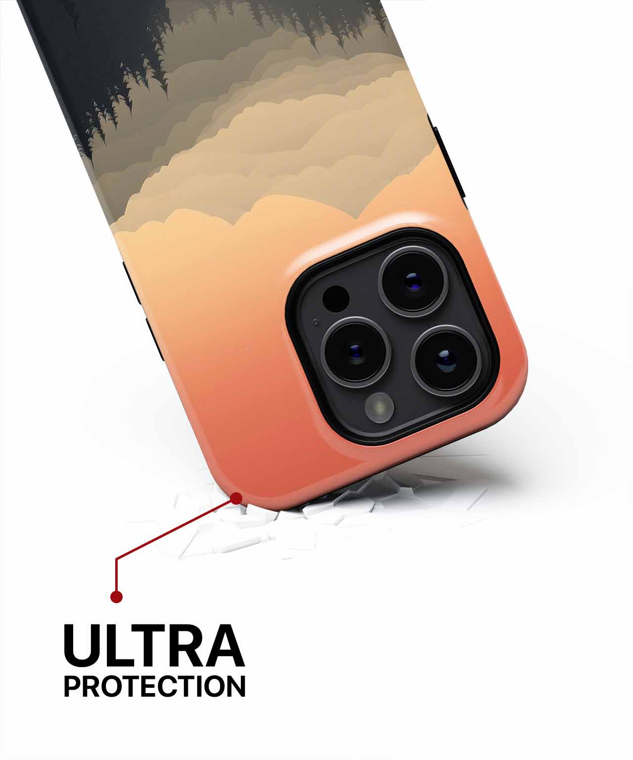 Cazify Canada - Black and orange gradient phone case with rugged camera protection on a smartphone.