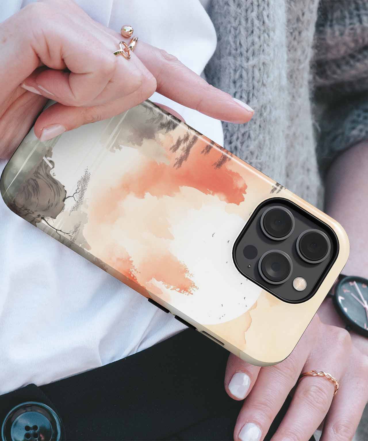 Serene Sunset Over Misty Mountains iPhone case Case Cazify - Delivery Canada