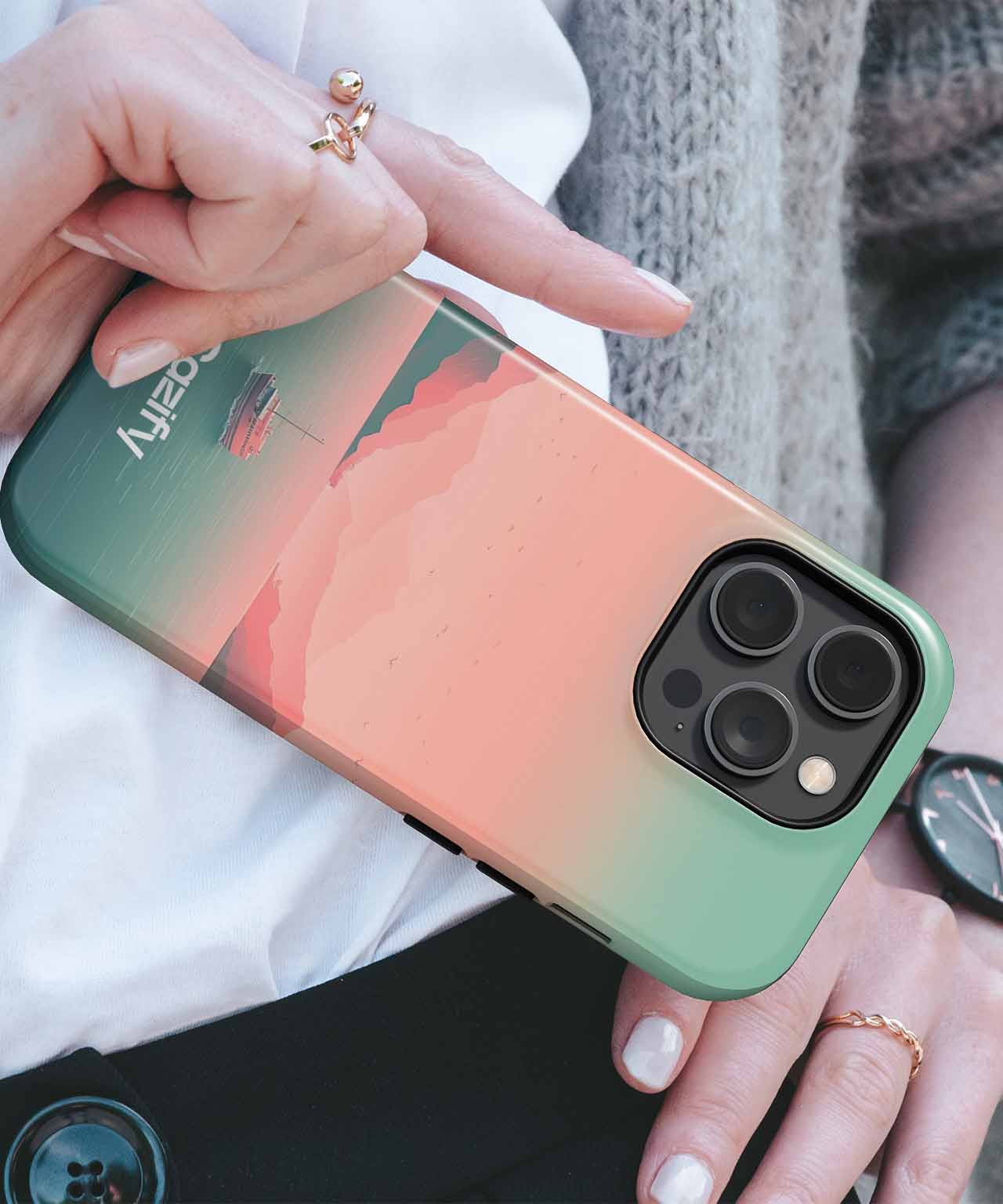 Serene Sunset Voyage with Mountains iPhone case Case Cazify - Delivery Canada