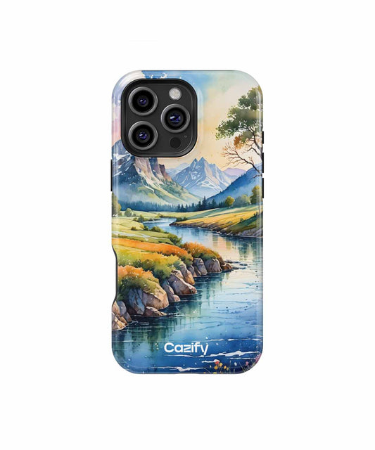 Serene Watercolor Mountain Landscape iPhone case Case Cazify - Delivery Canada