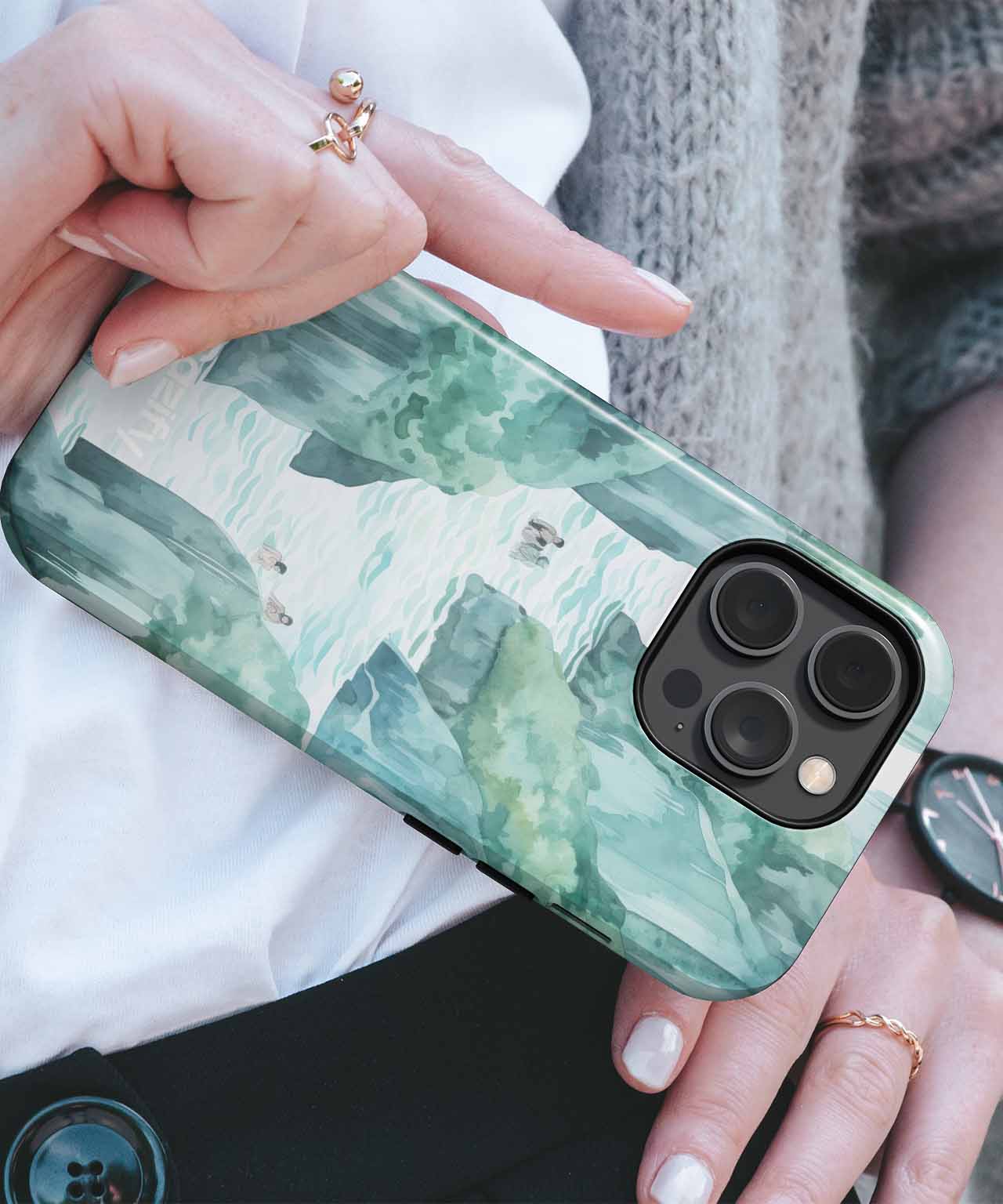 Serene Waterfall Escape in the Mountains iPhone case Case Cazify - Delivery Canada