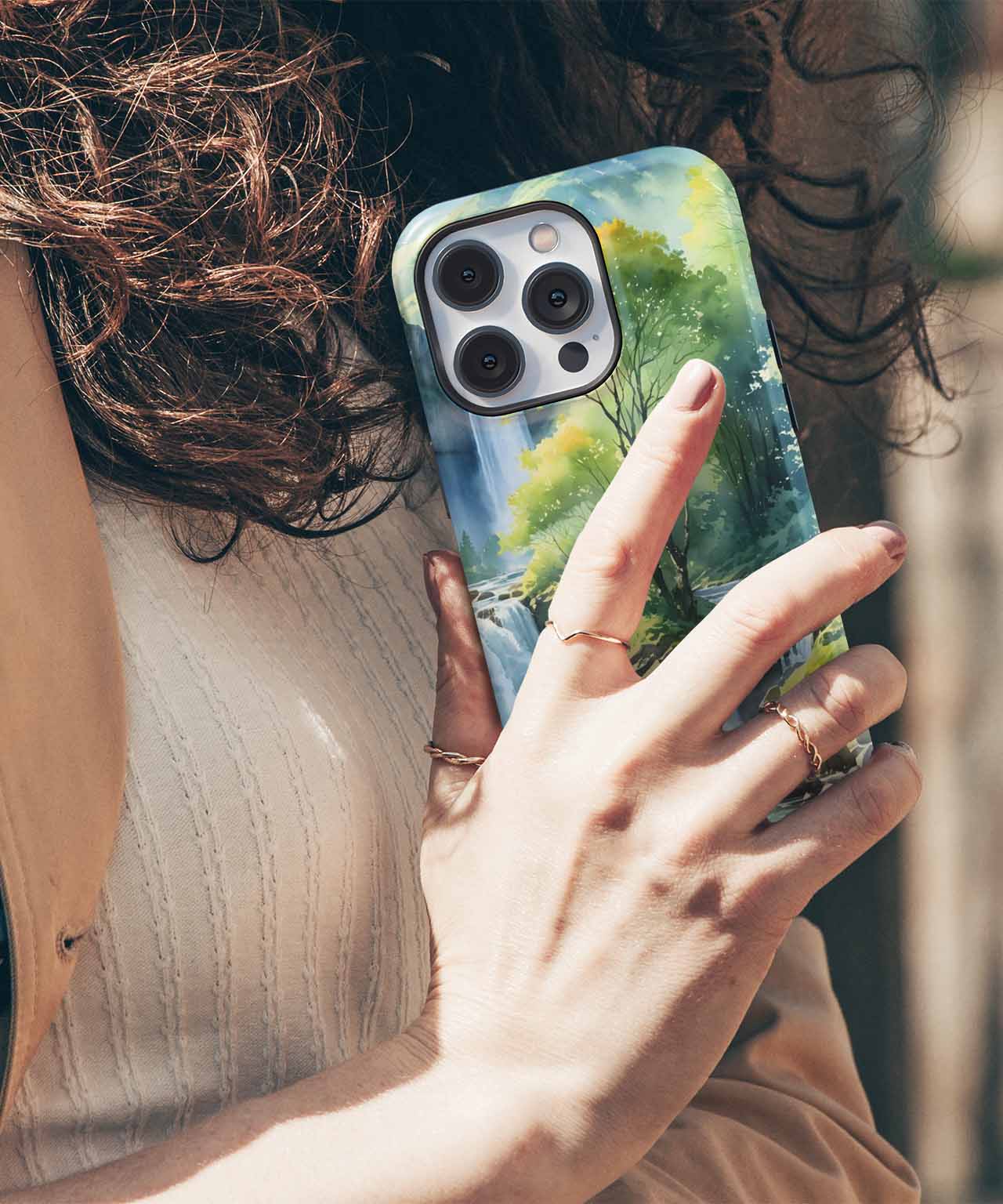 Serene Waterfall Wonderland with Green Haven iPhone case Case Cazify - Delivery Canada