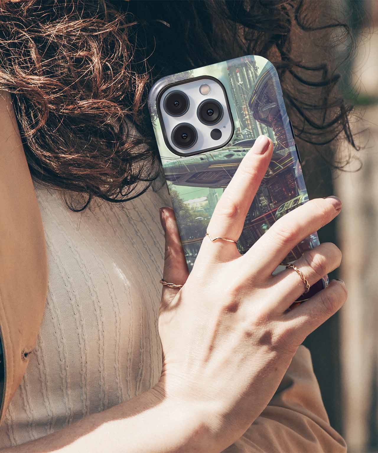 Shiny Cobra in Futuristic Metropolis iPhone case Case Cazify - Delivery Canada