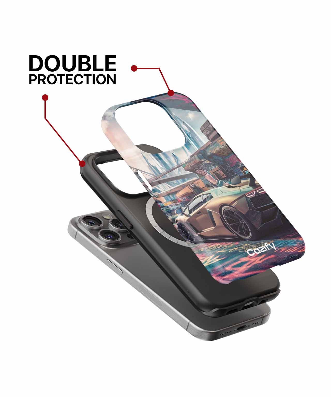 Sleek Urban Racer in Neon Playground iPhone case Case Cazify - Delivery Canada