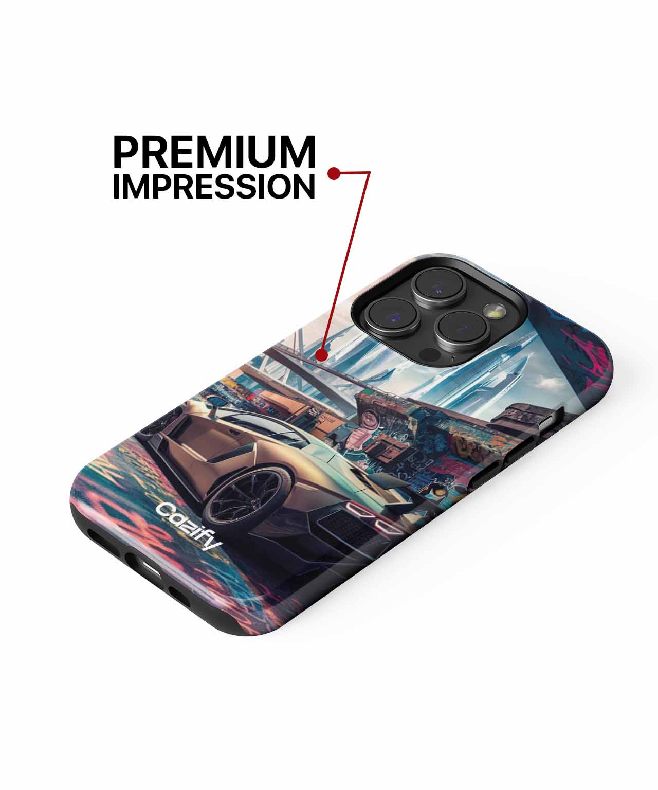Sleek Urban Racer in Neon Playground iPhone case Case Cazify - Delivery Canada