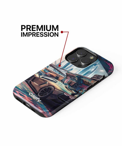 Sleek Urban Racer in Neon Playground iPhone case Case Cazify - Delivery Canada