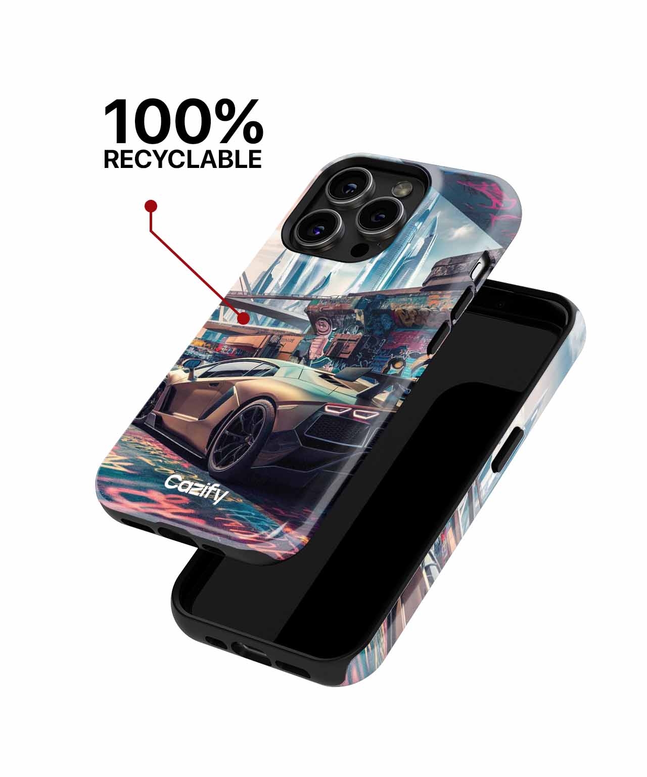 Sleek Urban Racer in Neon Playground iPhone case Case Cazify - Delivery Canada