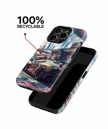 Sleek Urban Racer in Neon Playground iPhone case Case Cazify - Delivery Canada