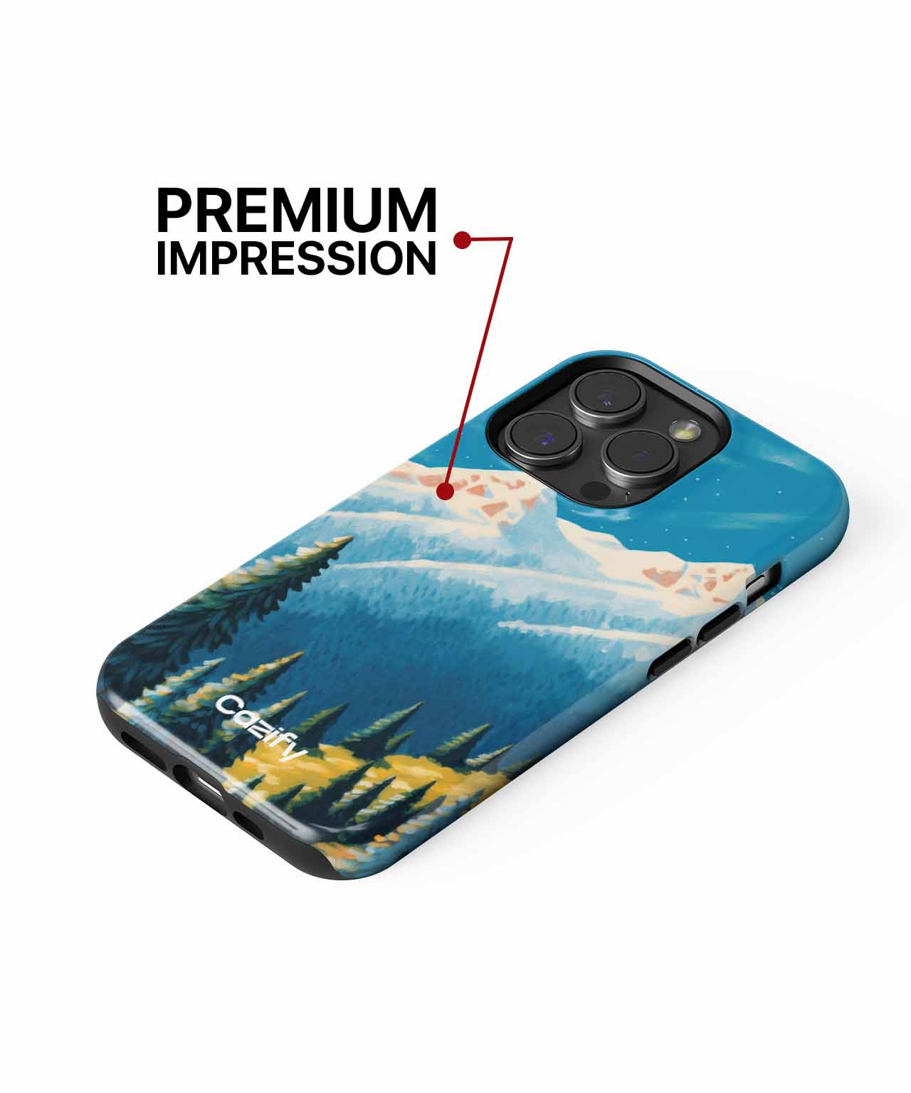 Snowy Mountain Adventure with Pine Trees iPhone case Case Cazify - Delivery Canada