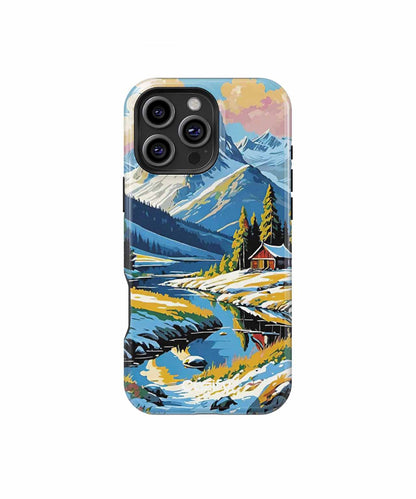 Snowy Mountain Retreat with Cozy Cabin iPhone case Case Cazify - Delivery Canada