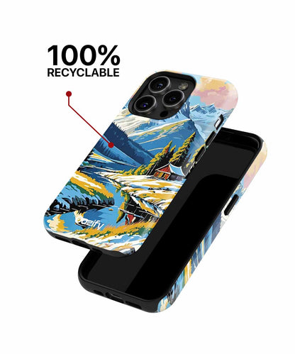 Snowy Mountain Retreat with Cozy Cabin iPhone case Case Cazify - Delivery Canada