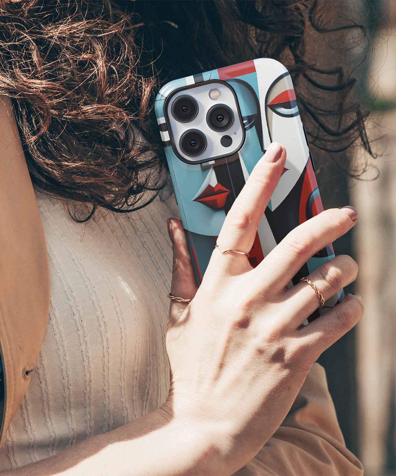 Sophisticated Colorful Faces Cheek to Cheek iPhone case Case Cazify - Delivery Canada