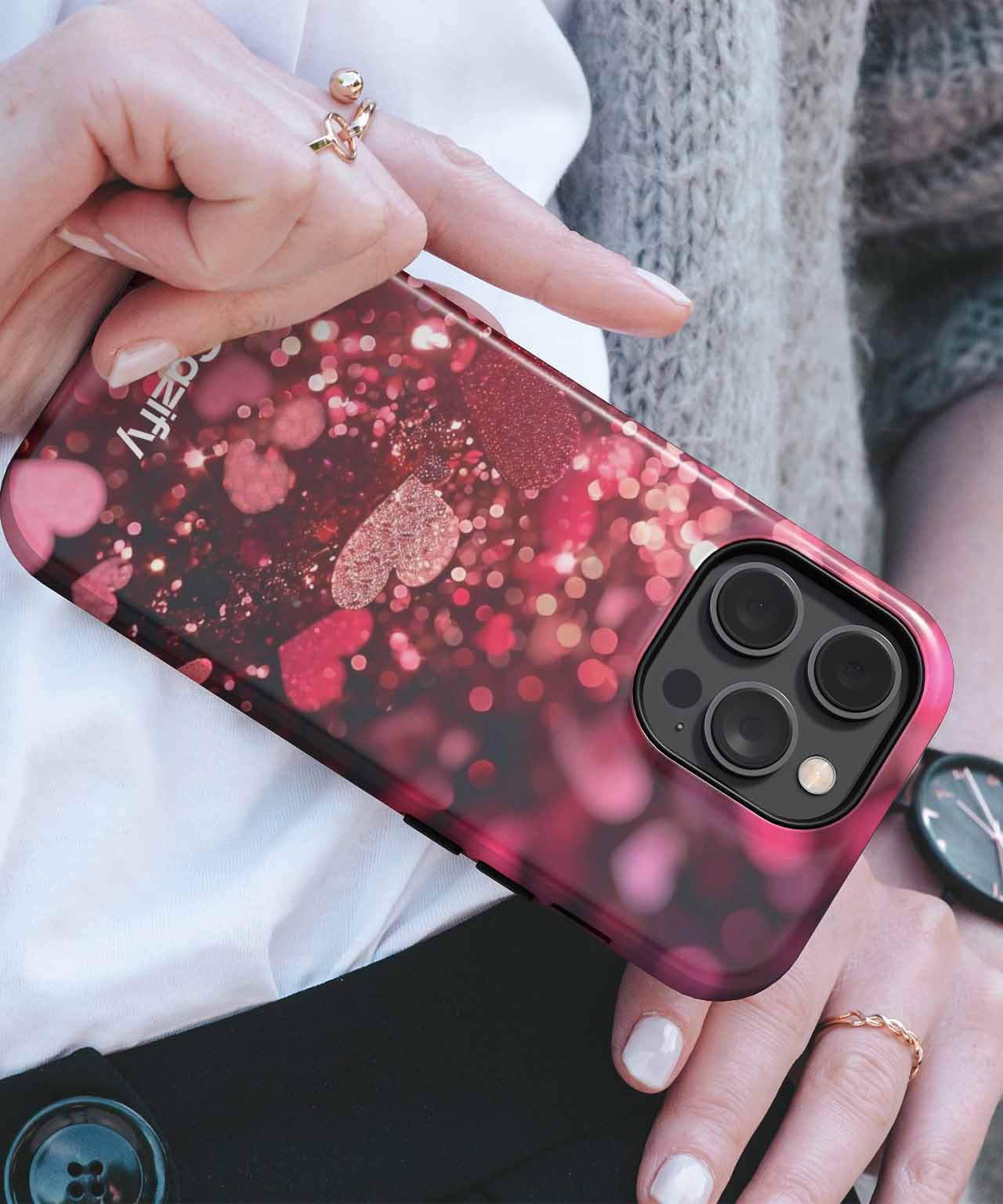 Sparkling Heart Confetti Explosion iPhone case Case Cazify - Delivery Canada