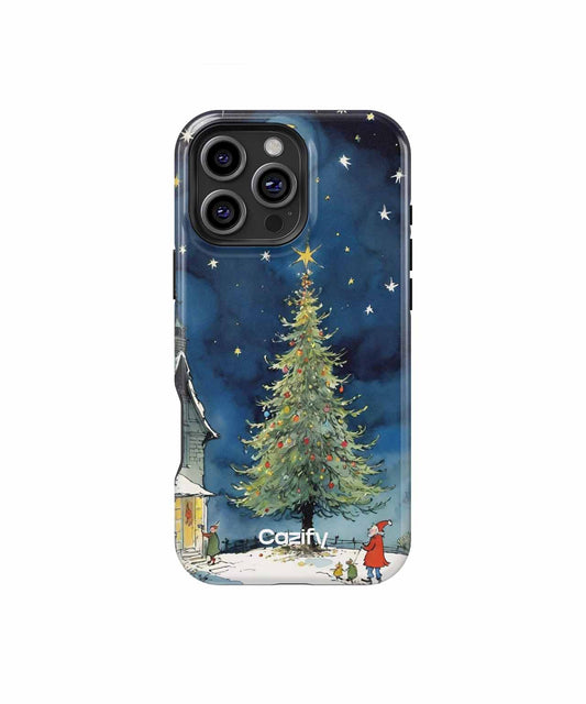 Sparkling Starry Night with Cheerful Tree iPhone case Case Cazify - Delivery Canada