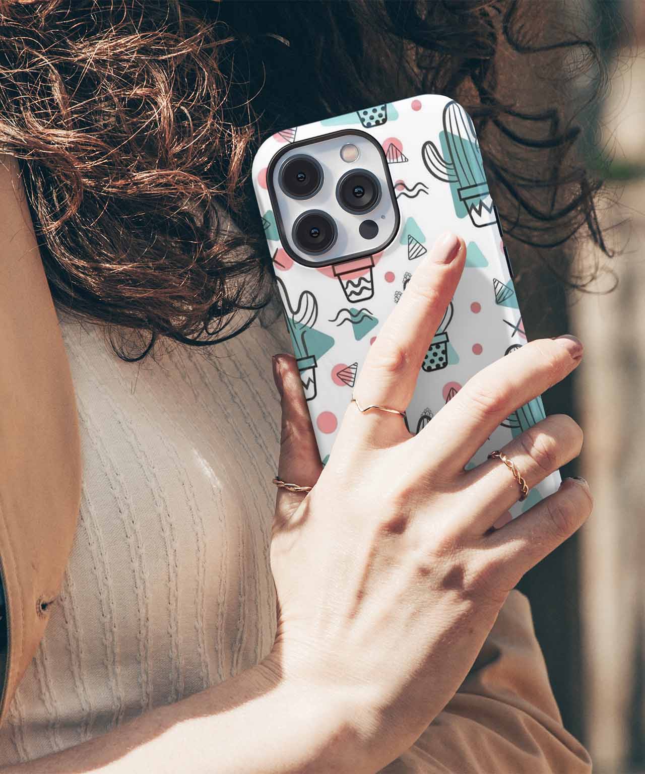 Spiky Green Delight with Funky Shapes iPhone case Case Cazify - Delivery Canada