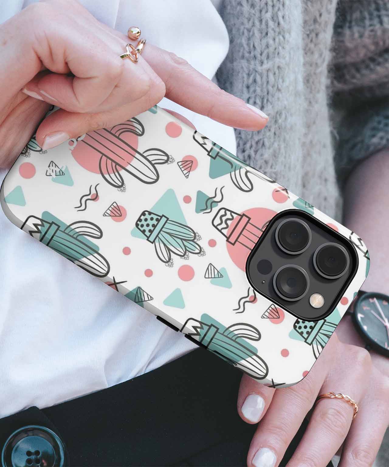 Spiky Green Delight with Funky Shapes iPhone case Case Cazify - Delivery Canada