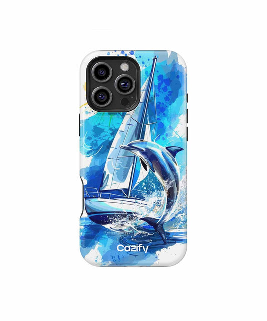 Splashing Dolphin Joyride on a Sailboat iPhone case Case Cazify - Delivery Canada
