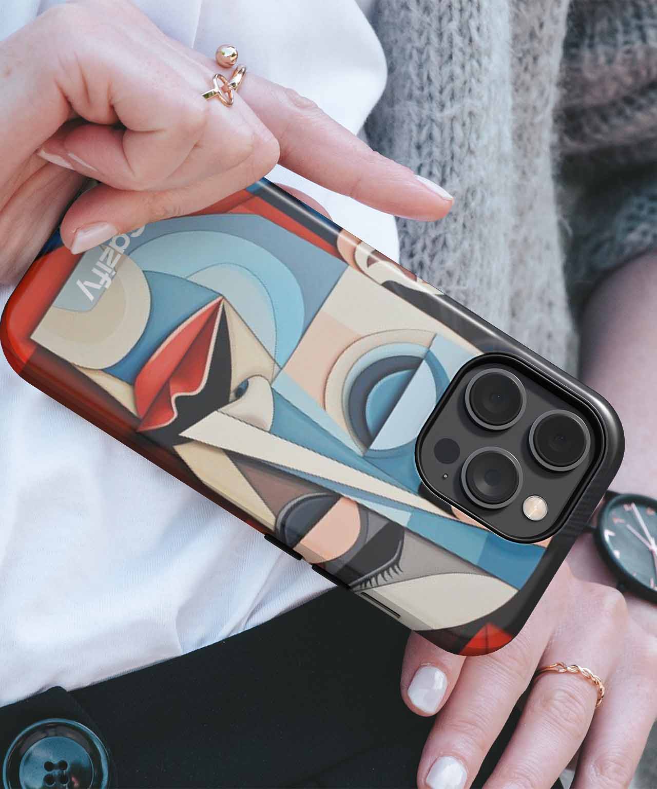 Stylish Abstract Dude with a Mustache iPhone case Case Cazify - Delivery Canada