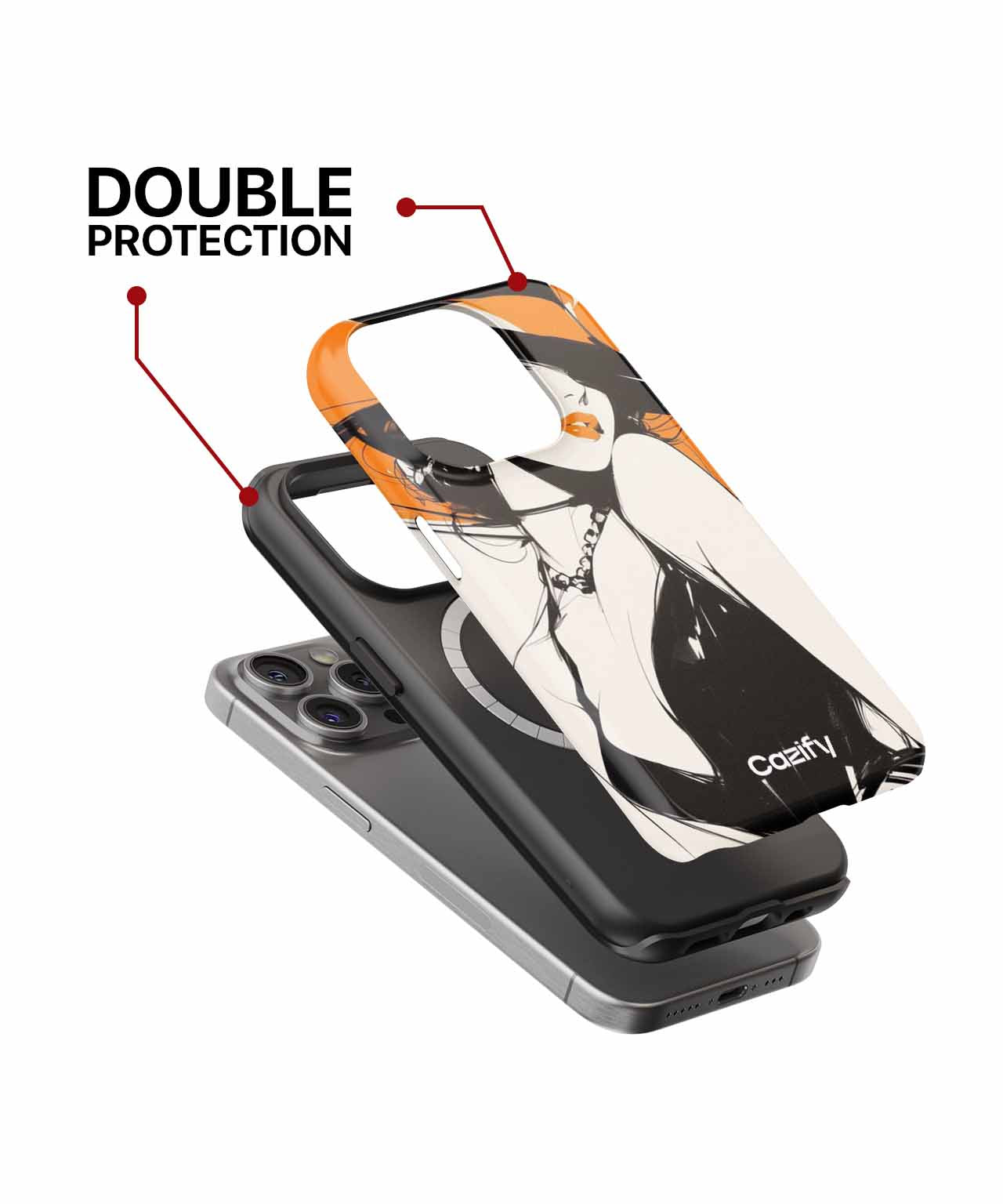 Stylish Bold Elegance in Black and Orange iPhone case Case Cazify - Delivery Canada