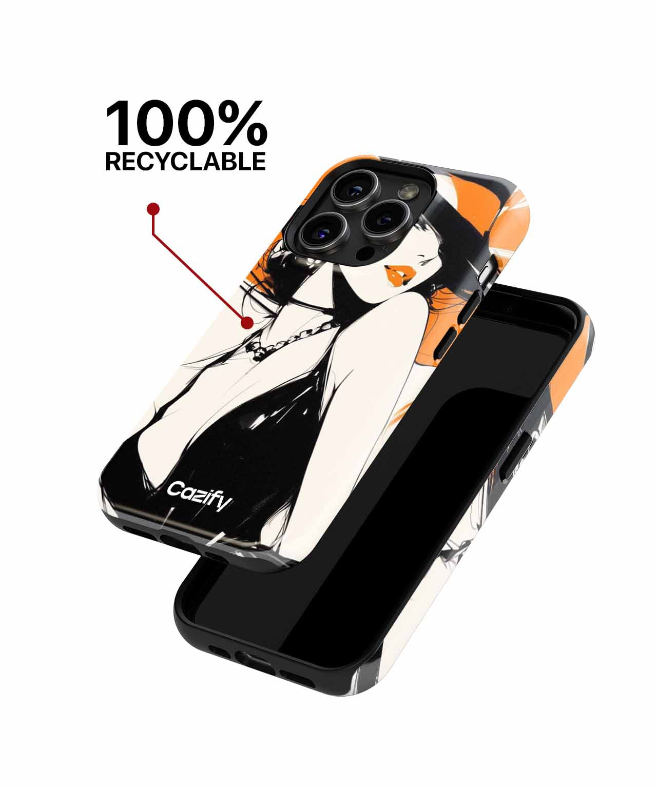 Stylish Bold Elegance in Black and Orange iPhone case Case Cazify - Delivery Canada