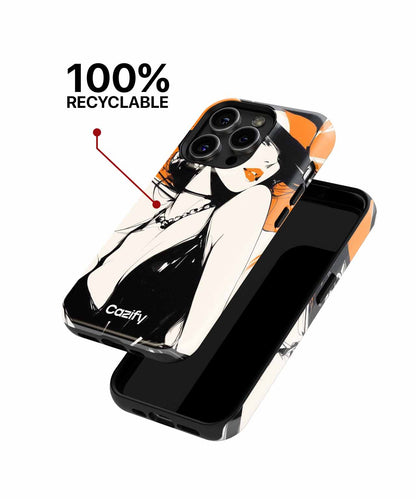 Stylish Bold Elegance in Black and Orange iPhone case Case Cazify - Delivery Canada