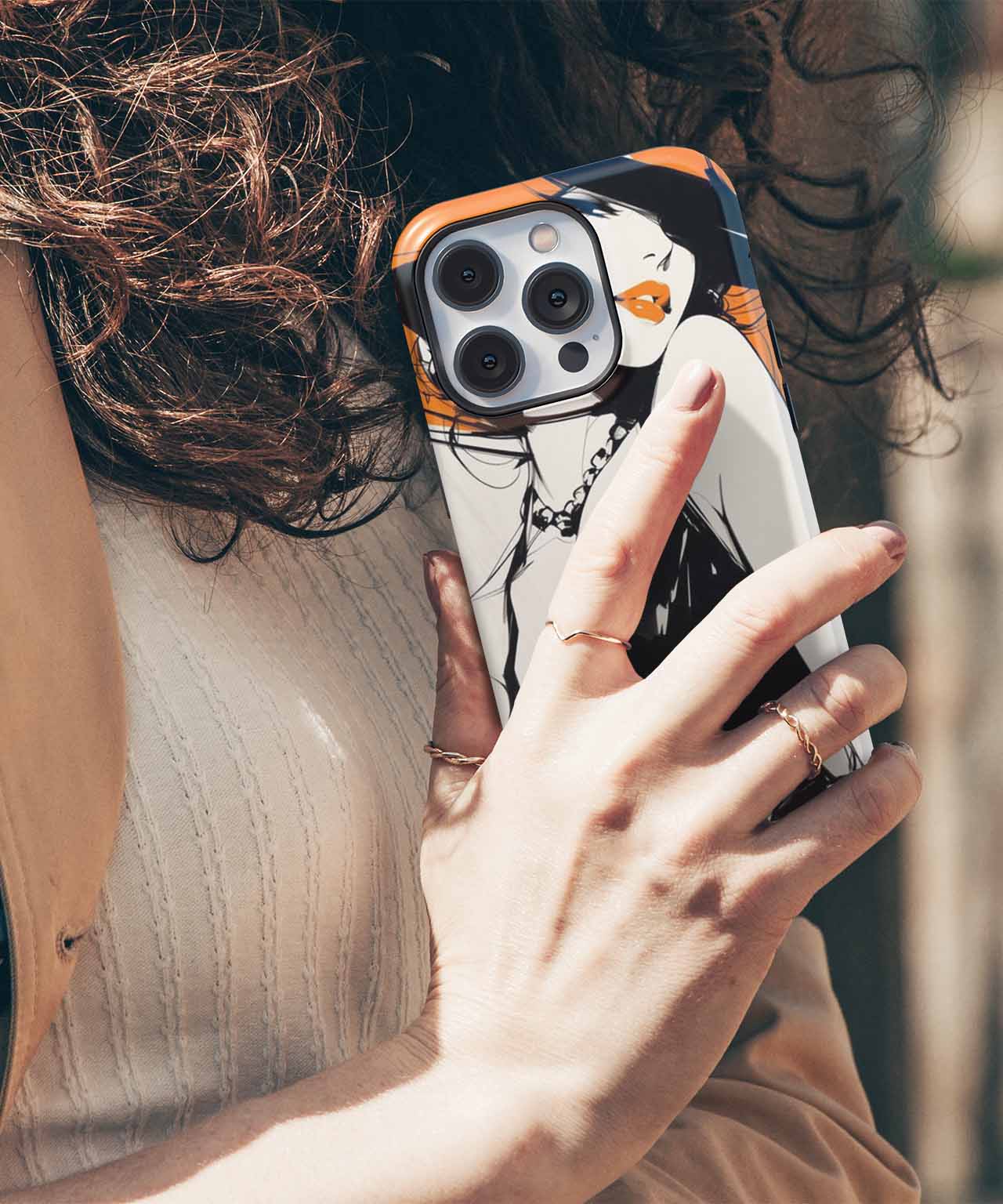 Stylish Bold Elegance in Black and Orange iPhone case Case Cazify - Delivery Canada