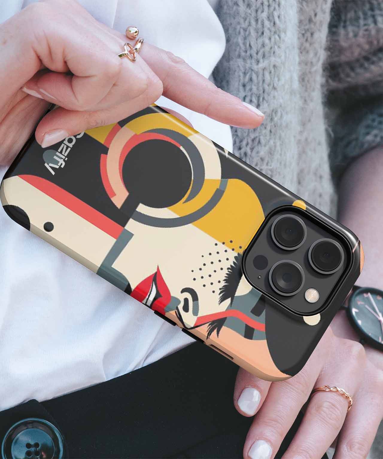 Stylish Vibrant Lady with Headphones iPhone case Case Cazify - Delivery Canada