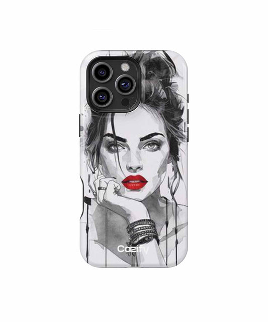 Stylishly Bold Beauty with Red Lips iPhone case Case Cazify - Delivery Canada