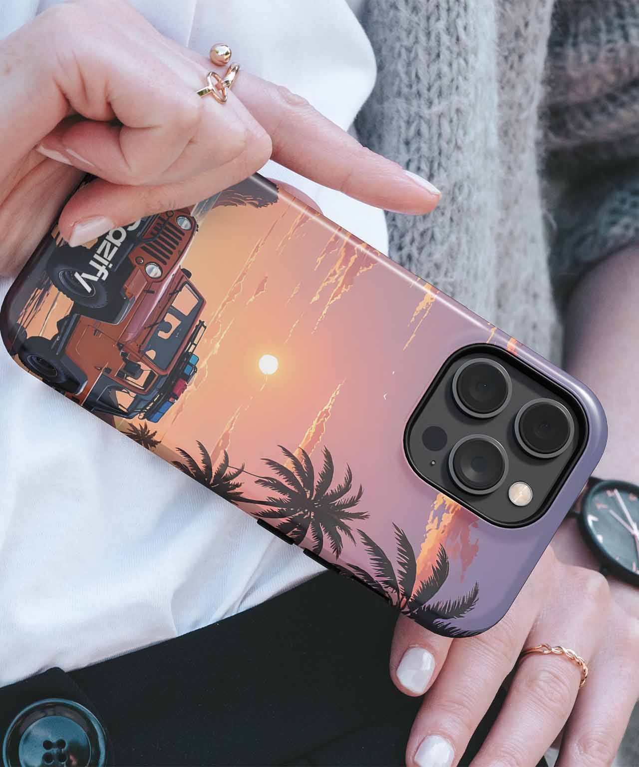 Sunny Beach Adventure with Jeep iPhone case Case Cazify - Delivery Canada