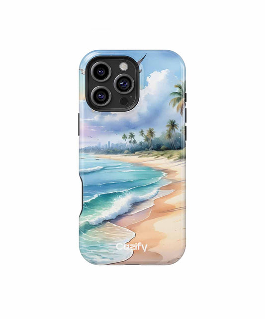 Sunny Beach Paradise with Palm Trees iPhone case Case Cazify - Delivery Canada