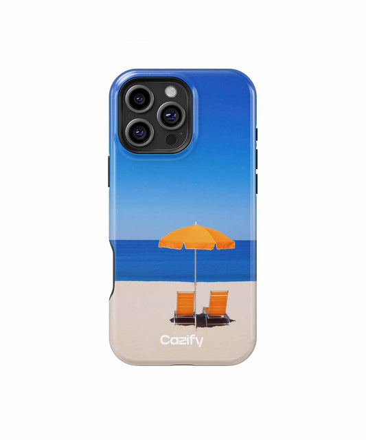 Sunny Beach Relaxation with Orange Umbrella iPhone case Case Cazify - Delivery Canada