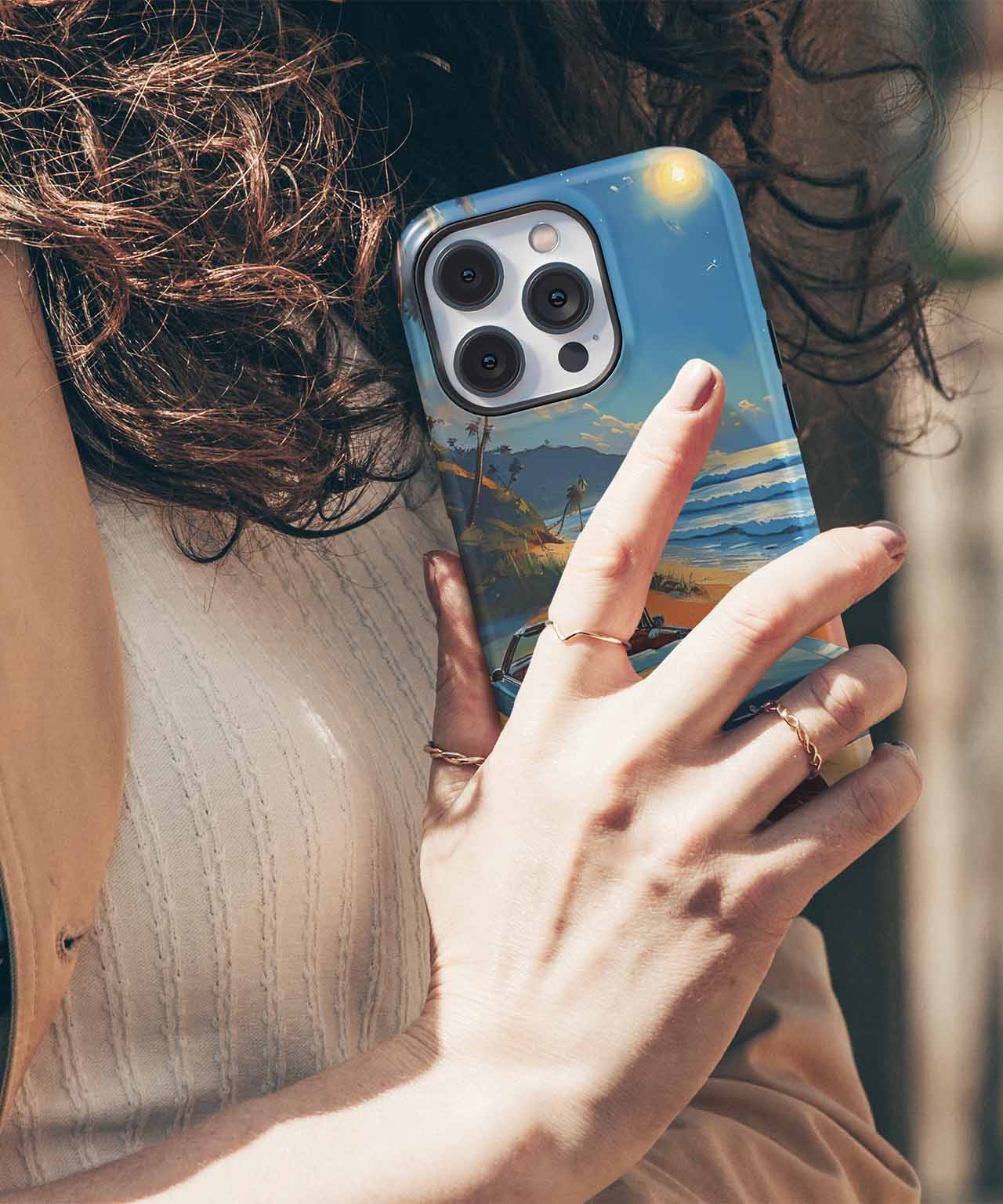 Sunny Beach Vibes with Classic Car iPhone case Case Cazify - Delivery Canada
