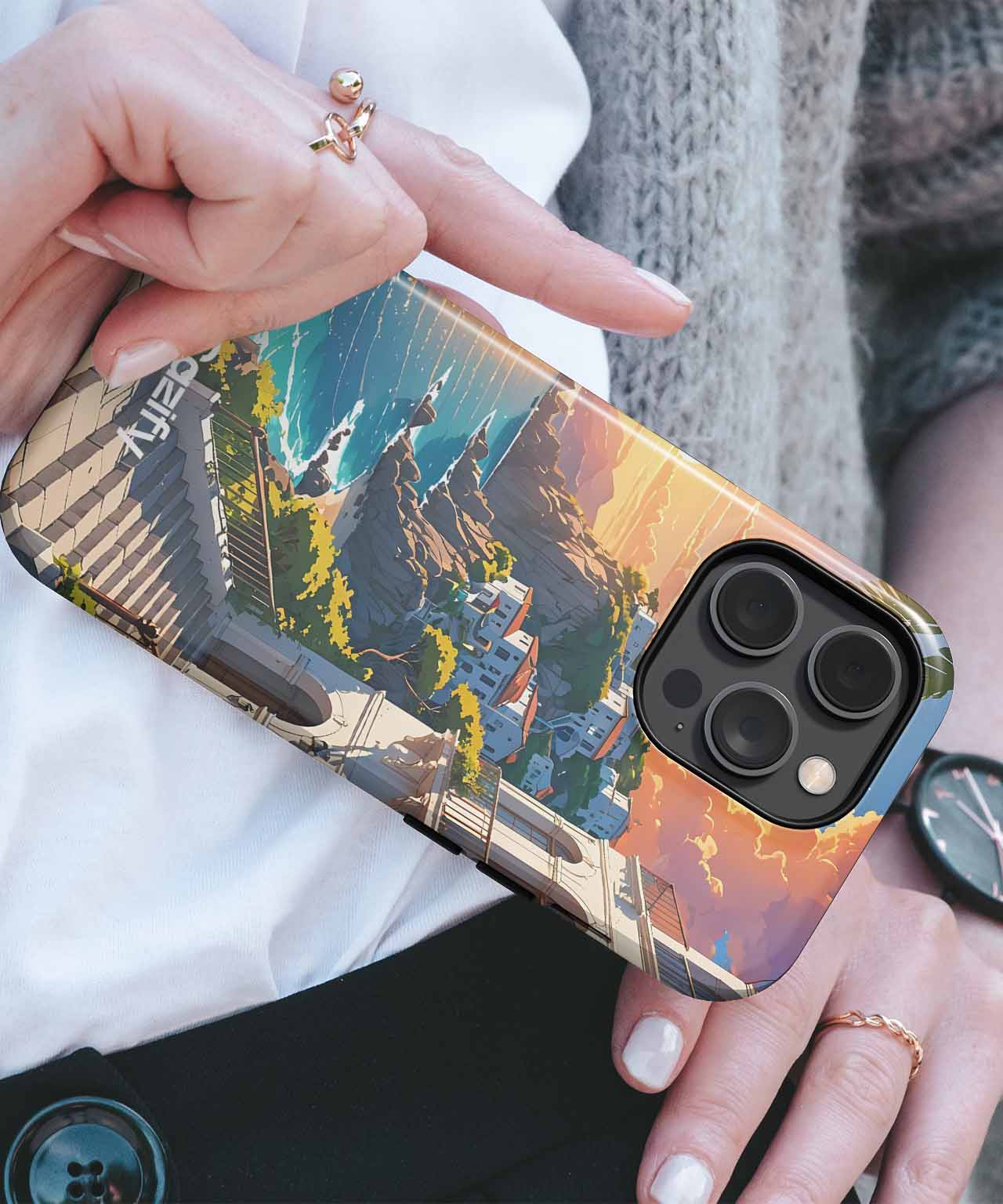 Sunny Coastal Escape with Colorful Houses iPhone case Case Cazify - Delivery Canada