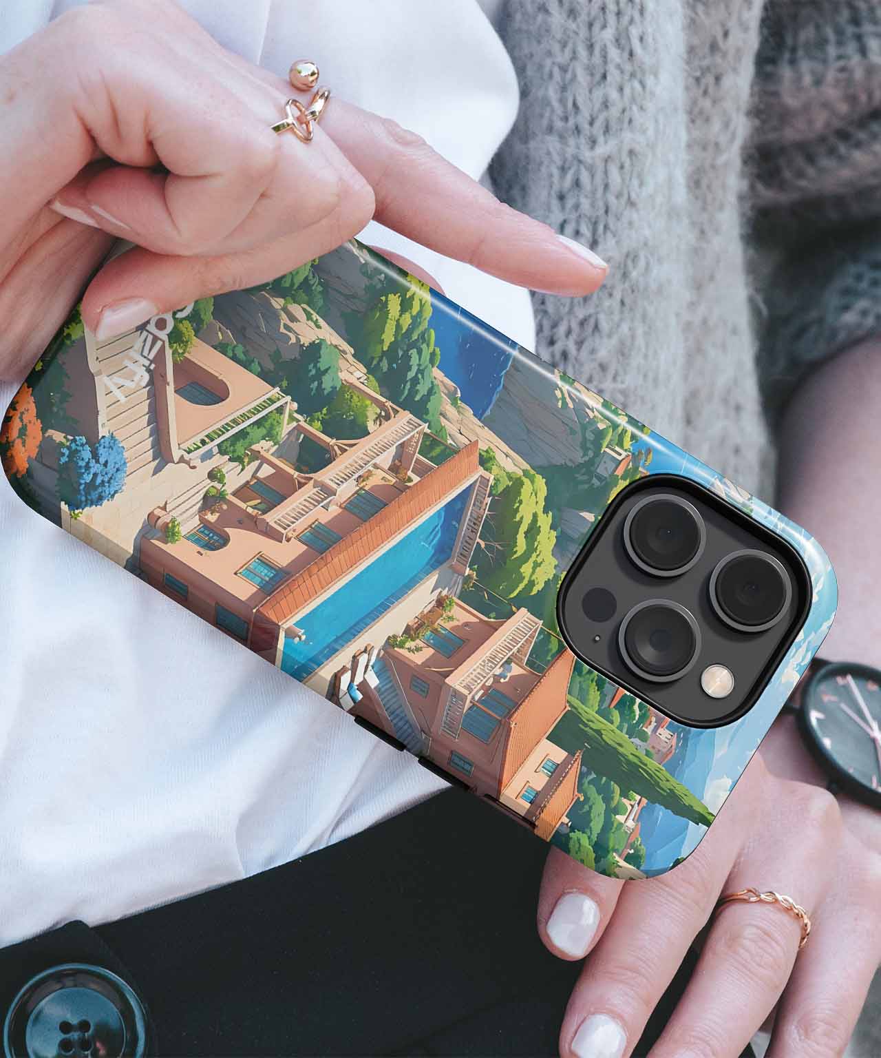 Sunny Coastal Retreat with a Splash iPhone case Case Cazify - Delivery Canada
