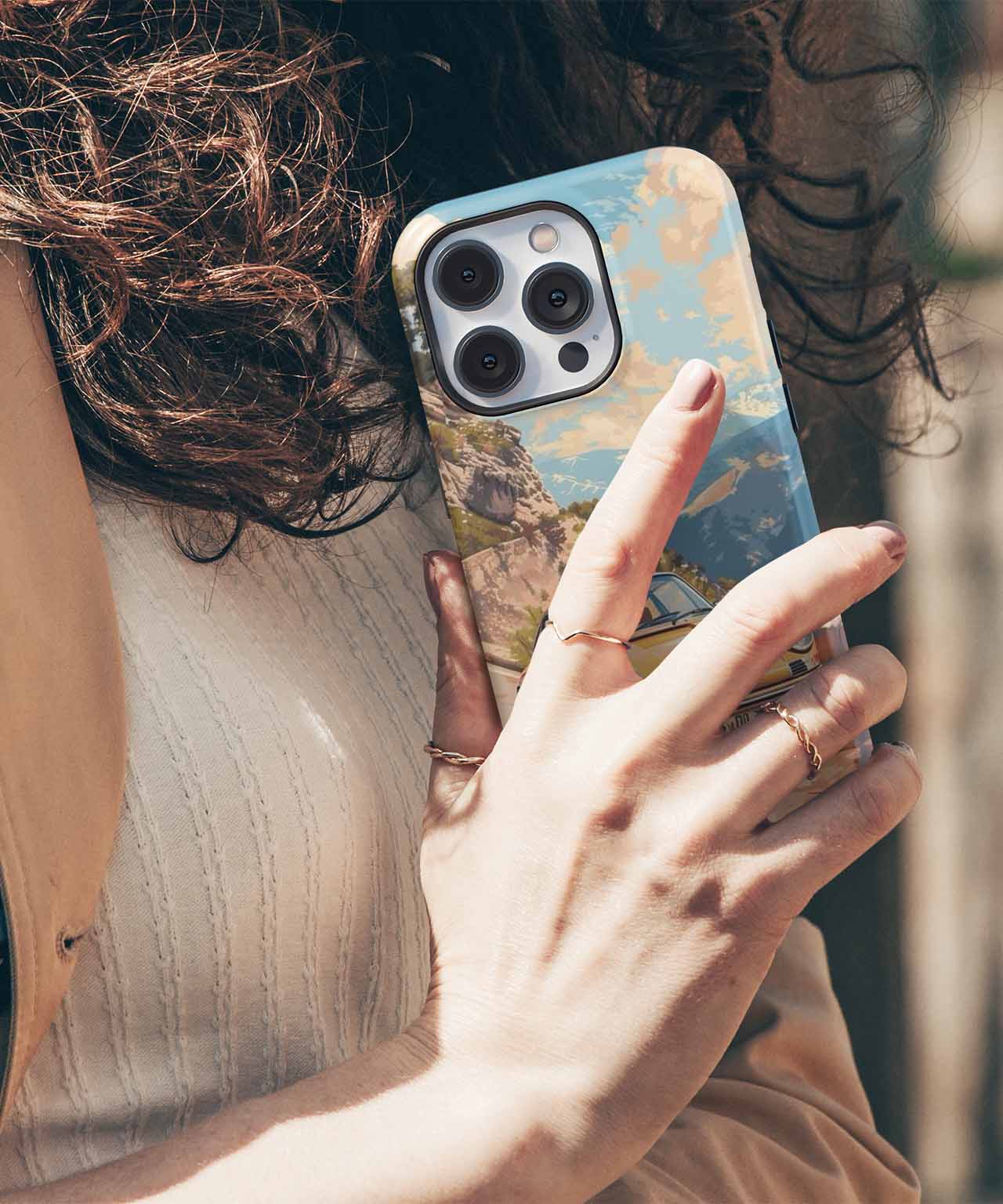 Sunny Mountain Drive Vintage Vibes iPhone case Case Cazify - Delivery Canada