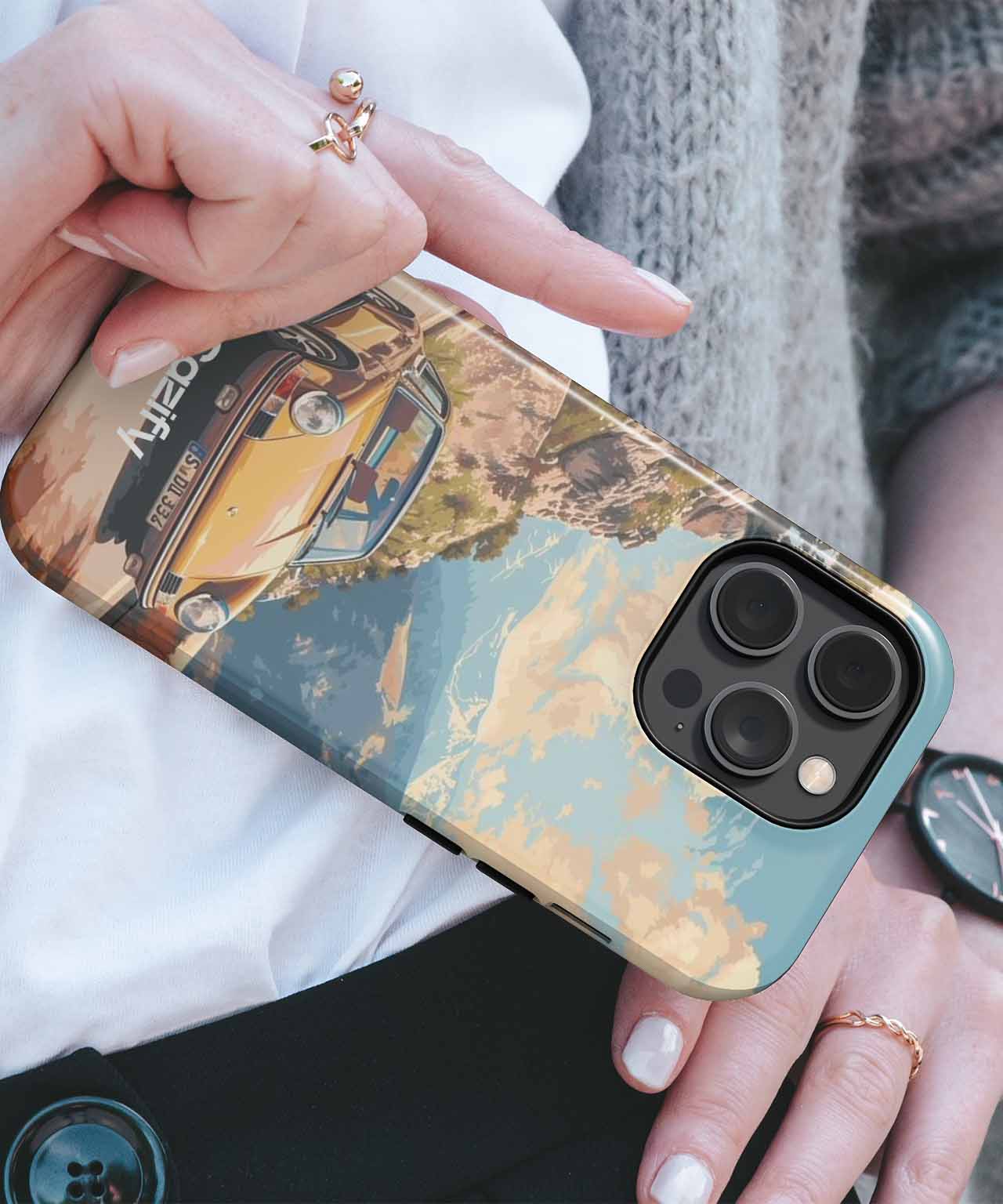 Sunny Mountain Drive Vintage Vibes iPhone case Case Cazify - Delivery Canada