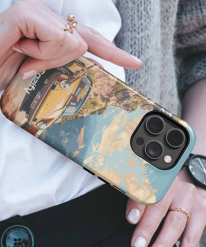 Sunny Mountain Drive Vintage Vibes iPhone case Case Cazify - Delivery Canada