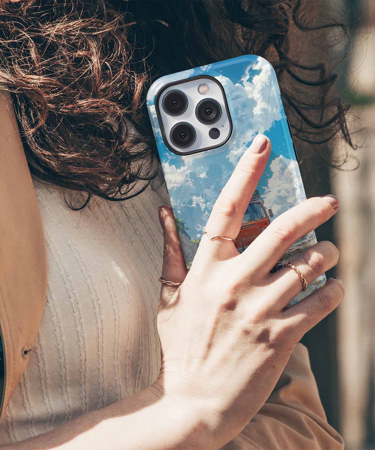Sunny Road Trip Adventure with Clouds iPhone case Case Cazify - Delivery Canada
