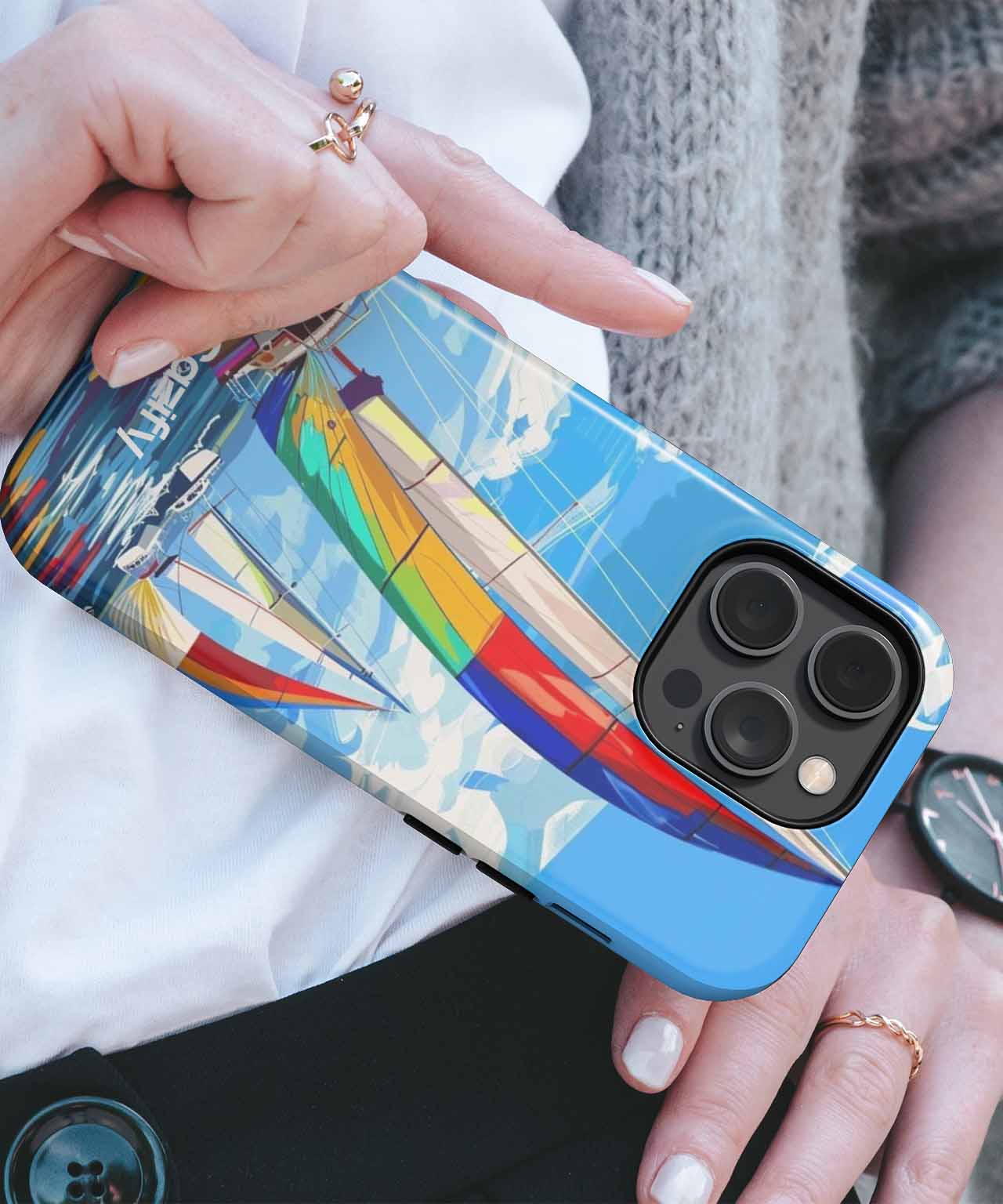 Sunny Sailboats Race Against Clouds iPhone case Case Cazify - Delivery Canada