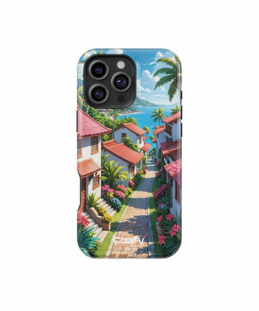 Sunny Tropical Paradise with Colorful Homes iPhone case Case Cazify - Delivery Canada