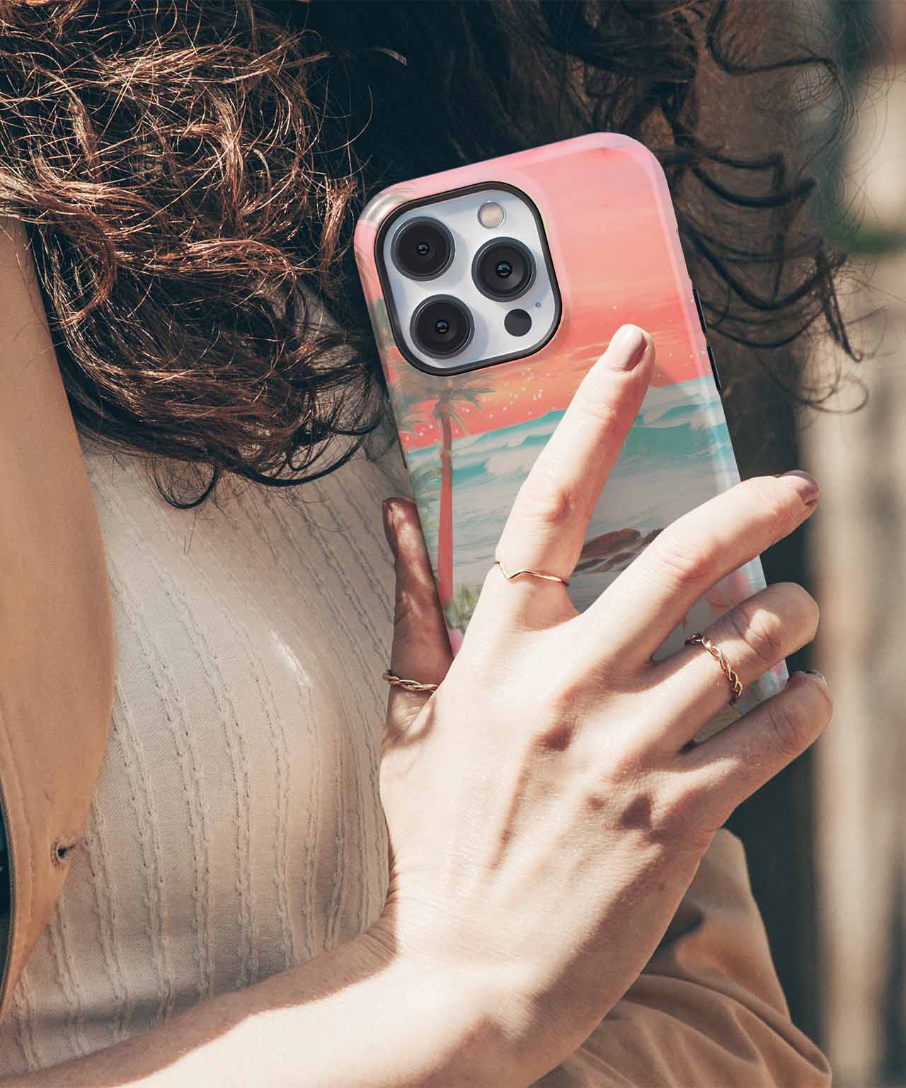 Sunset Beach Bliss with Vibrant Flowers iPhone case Case Cazify - Delivery Canada