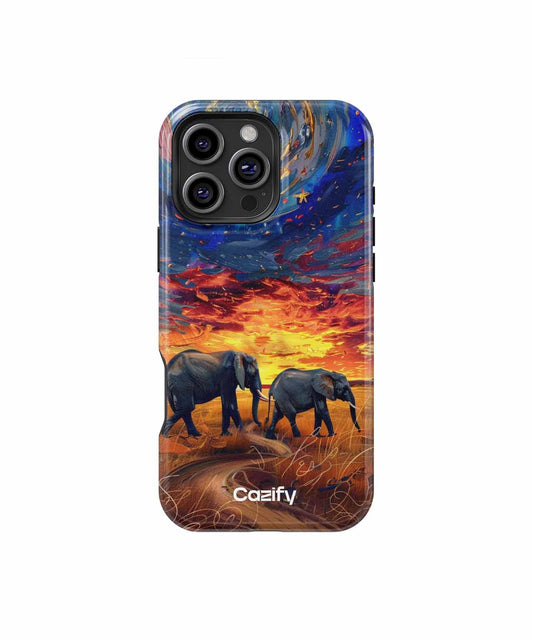 Tranquil Elephants Under Starry Sky iPhone case Case Cazify - Delivery Canada