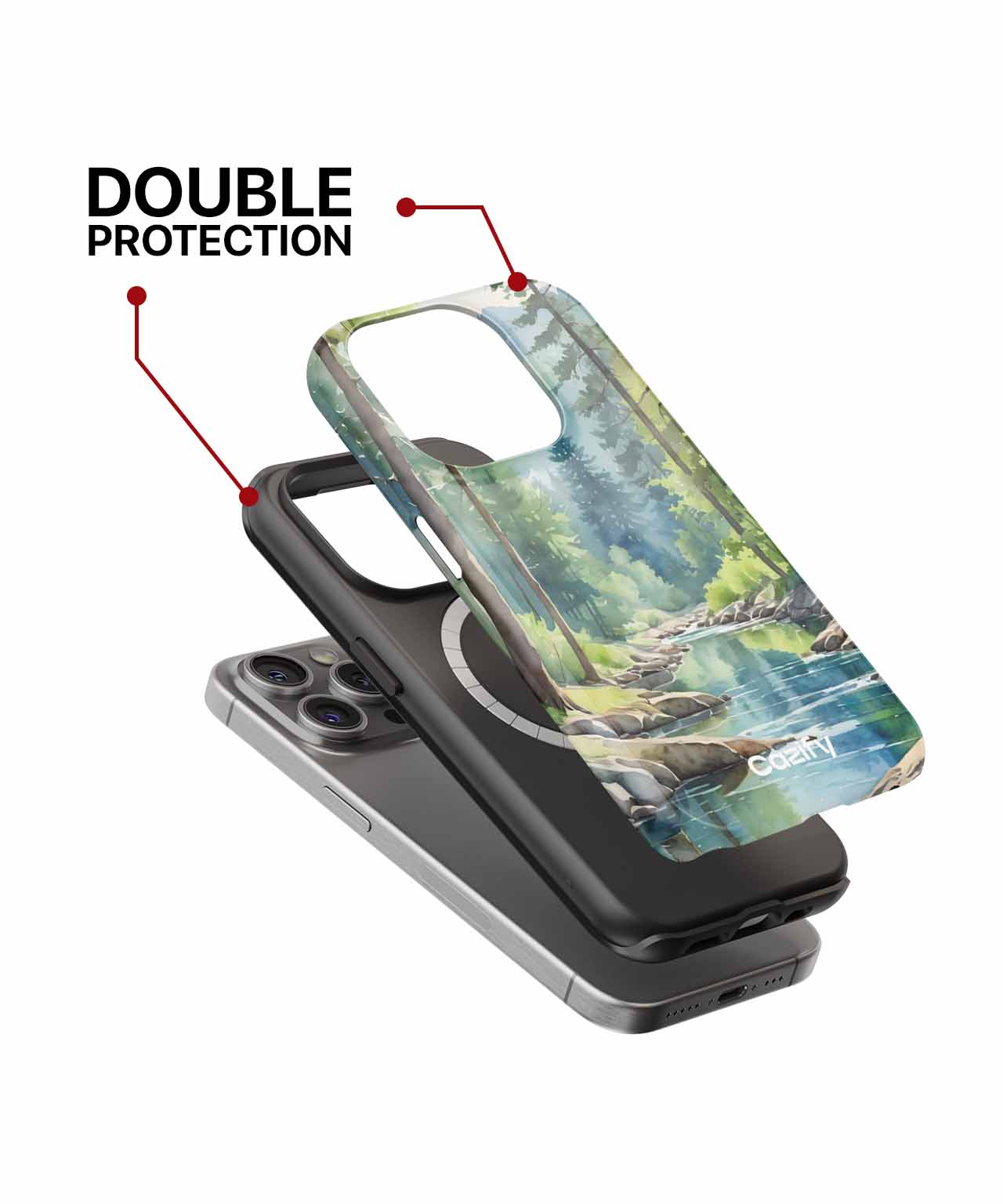 Tranquil Nature Escape with Flowing River iPhone case Case Cazify - Delivery Canada