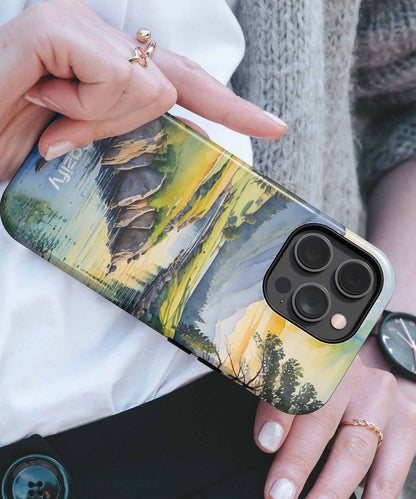Tranquil Nature Serenity with Mountain View iPhone case Case Cazify - Delivery Canada