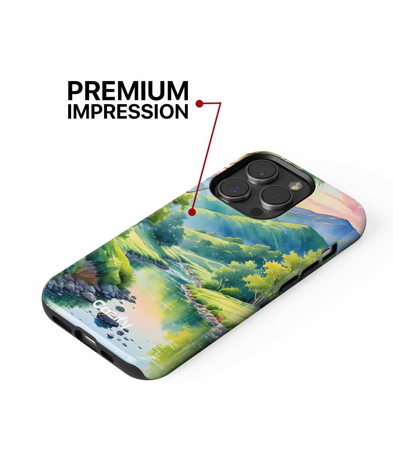 Tranquil Riverbank Retreat with Serene Mountains iPhone case Case Cazify - Delivery Canada