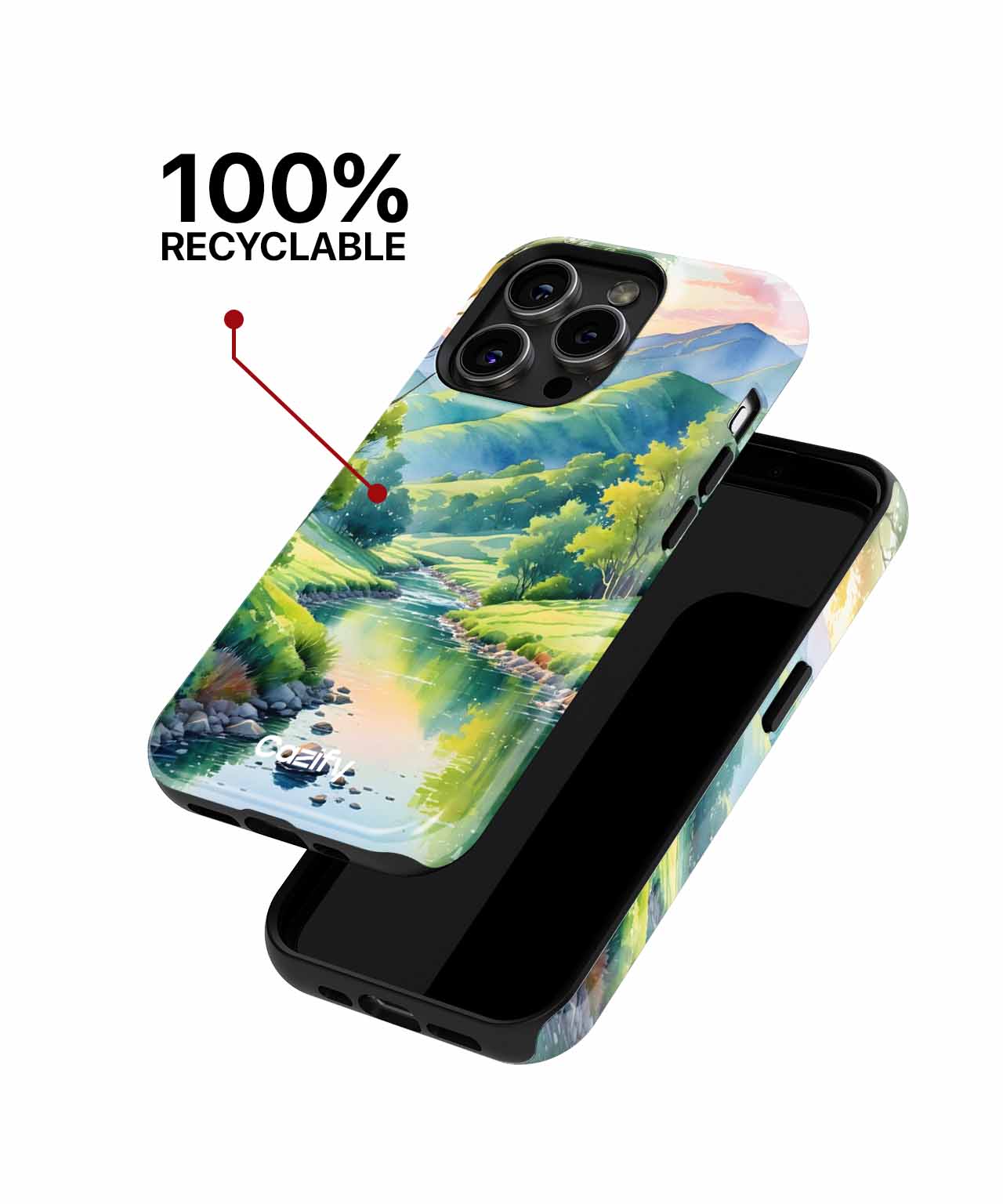 Tranquil Riverbank Retreat with Serene Mountains iPhone case Case Cazify - Delivery Canada