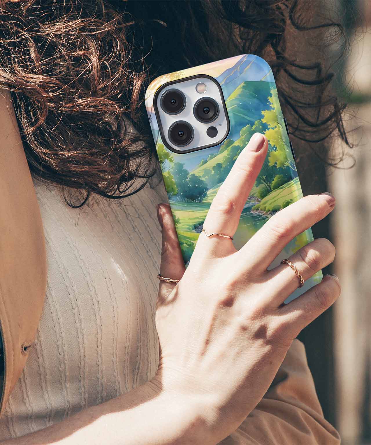 Tranquil Riverbank Retreat with Serene Mountains iPhone case Case Cazify - Delivery Canada