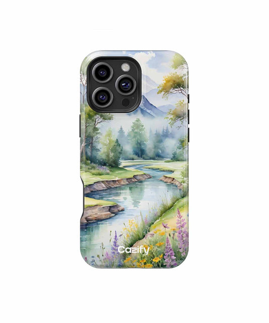 Tranquil Stream with Mountain Retreat iPhone case Case Cazify - Delivery Canada