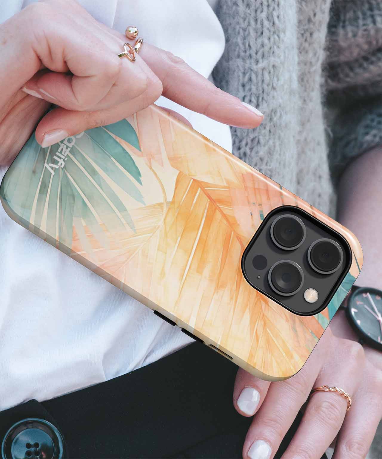 Tropical Dreamy Sunset Leaves iPhone case Case Cazify - Delivery Canada