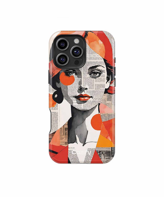Vibrant Abstract Lady with Newspaper iPhone case Case Cazify - Delivery Canada